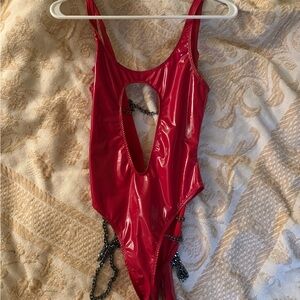 iHeartRaves Red Cutout Bodysuit